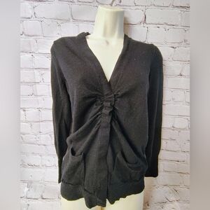 J Crew Merinowool Romantic Ruffled Silhouette Cardigan L Dark Goth